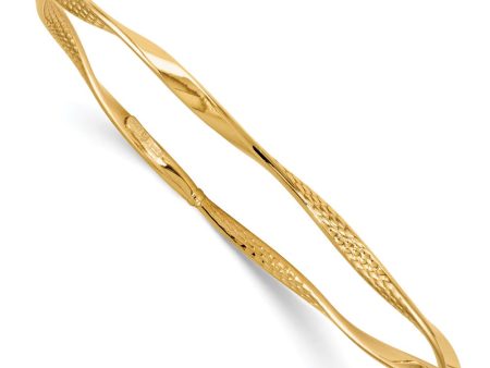 3mm 14k Yellow Gold Twisted Slip-on Bangle Bracelet Sale