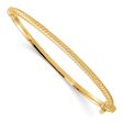 3mm 10k Yellow Gold Polished Textured Hinged Bangle Bracelet For Sale