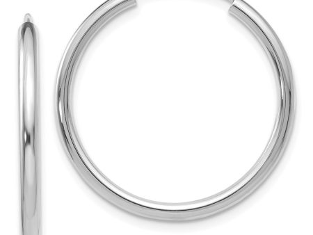 2mm x 26mm 14k White Gold Polished Round Endless Hoop Earrings For Sale