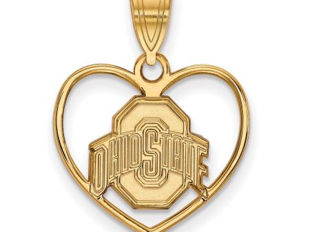 14k Gold Plated Silver Ohio State Heart Pendant Hot on Sale