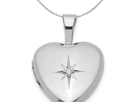 12mm Diamond Star Design Heart Shaped Silver Locket Necklace Online Hot Sale