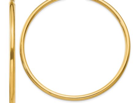 2.5mm x 55mm 14k Yellow Gold Classic Round Hoop Earrings Online