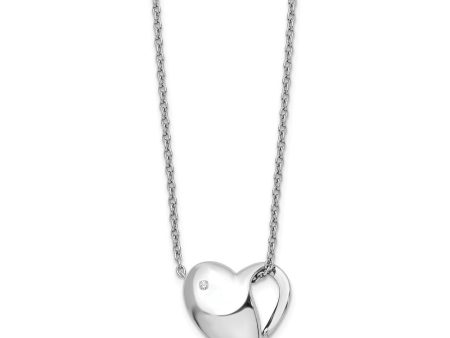 Diamond Cutout Heart Necklace in Rhodium Plated Silver, 18-20 Inch For Sale