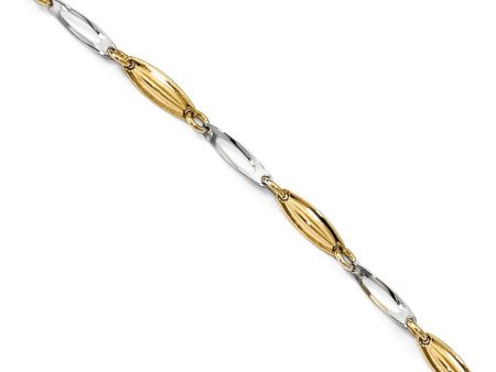 14k Two Tone Gold 3.2mm Polished Link Anklet, 9-10 Inch Hot on Sale