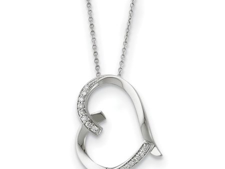 Rhodium Plated Sterling Silver & CZ Love You Mom Heart Necklace, 18 In Online Sale