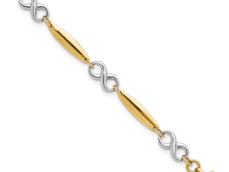 14k Two Tone Gold 6mm Figure 8 and Bar Chain Link Bracelet, 7.75 Inch Online Hot Sale