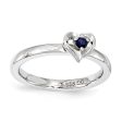 Sterling Silver Stackable Expressions Created Sapphire 6mm Heart Ring For Cheap