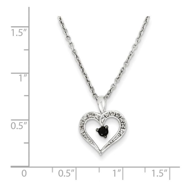 1 6 Cttw White & Black Diamond 13mm Heart Necklace in Sterling Silver on Sale