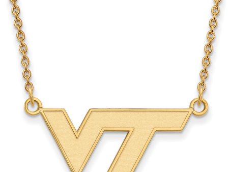 14k Gold Plated Silver Virginia Tech Small  VT  Pendant Necklace For Cheap