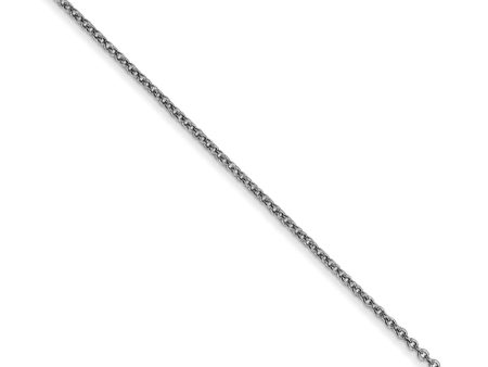 0.9mm 14k White Gold Solid Round Cable Chain Necklace Cheap