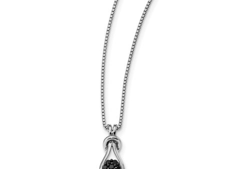 1 5 Cttw Black Diamond Love Knot Necklace in Sterling Silver For Sale