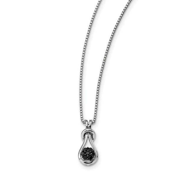 1 5 Cttw Black Diamond Love Knot Necklace in Sterling Silver For Sale