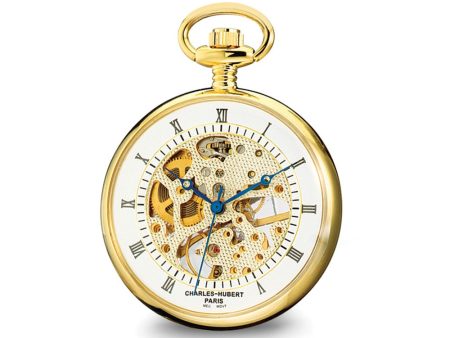 Charles Hubert Gold Finish Brass Open Face Pocket Watch Hot on Sale