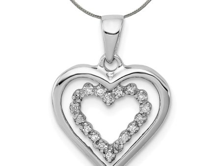 1 20 Carat Diamond Double Heart Pendant in Sterling Silver Necklace Cheap