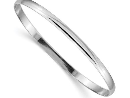 4mm 14k White Gold Polished Half Round Solid Bangle Bracelet For Cheap