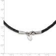 3mm Black Leather Weave Cord & Stainless Steel Clasp Necklace, 18 Inch Online Hot Sale