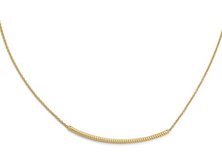 14k Gold Polished & Textured Reversible Curved Bar Necklace, 16-18 in Online Hot Sale