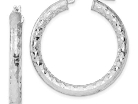 4mm, Polished Diamond Cut, LG Sterling Silver Hoops, 35mm (1 3 8 Inch) For Cheap