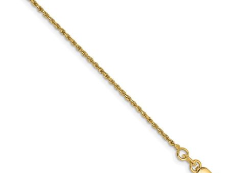 1.15mm, 14k Yellow Gold, Diamond Cut Rope Chain Anklet or Bracelet For Sale