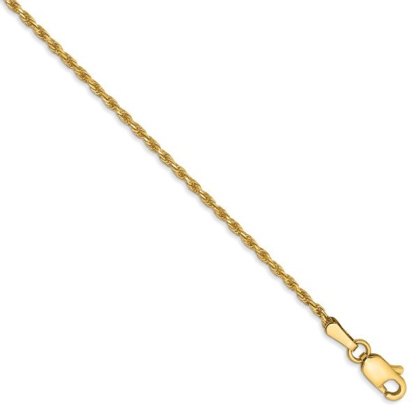 1.3mm, 14k Yellow Gold, Diamond Cut Rope Chain Anklet or Bracelet Online Sale