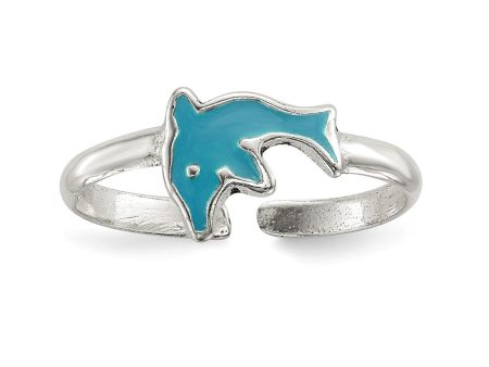 Sterling Silver Blue Enameled Dolphin Toe Ring Online