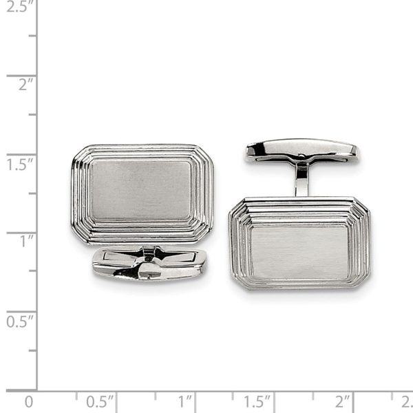 Men s Stainless Steel Brushed & Polished Step Edge Cuff Links For Discount