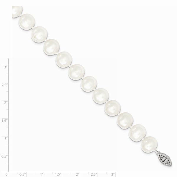 11-12mm, White FW Cultured Pearl & Sterling Silver Clasp Necklace Cheap