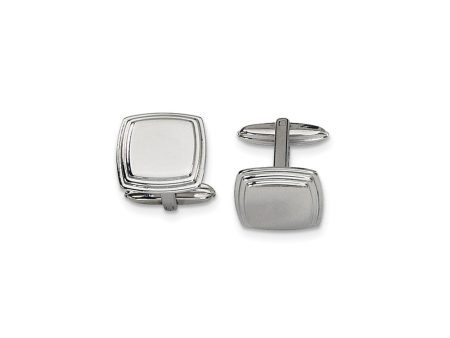 Men s Stainless Steel Polished Square Step Edge Cuff Links Supply