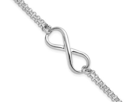 Sterling Silver Infinity Symbol Double Strand Bracelet, 7.5 Inch on Sale