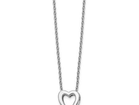 12mm Diamond Open Heart Necklace in Rhodium Plated Silver, 18-20 Inch Online Hot Sale