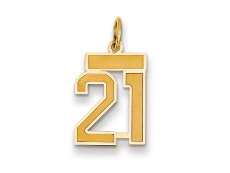 14k Yellow Gold, Jersey Collection, Small Number 21 Pendant Online Sale