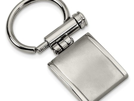 Men s Stainless Steel Brushed and Polished Rectangular Key Chain For Discount