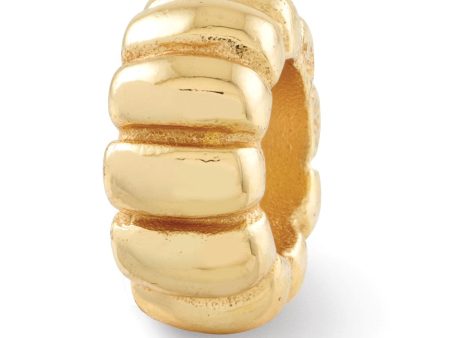 14k Yellow Gold Plated Sterling Silver Fluted Spacer Bead Charm Online now