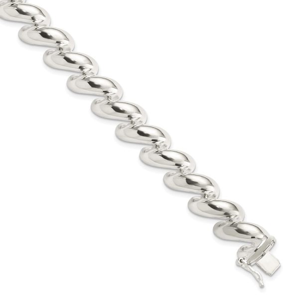 Sterling Silver 10mm Polished San Marco Chain Bracelet, 7 Inch Online Hot Sale