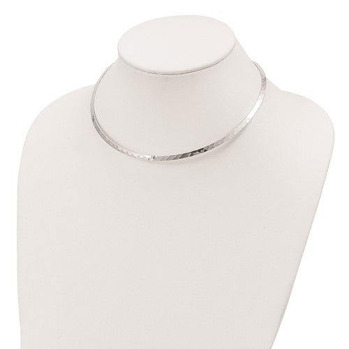 3.5mm Sterling Silver Hammered Slip On Neck Collar, 14 Inch Online