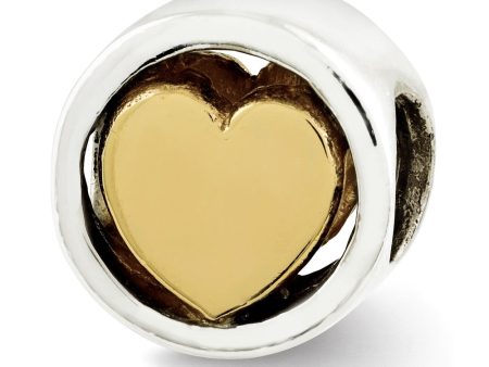 9mm 14k Gold-plated Heart Sterling Silver Cylinder Bead Charm Discount