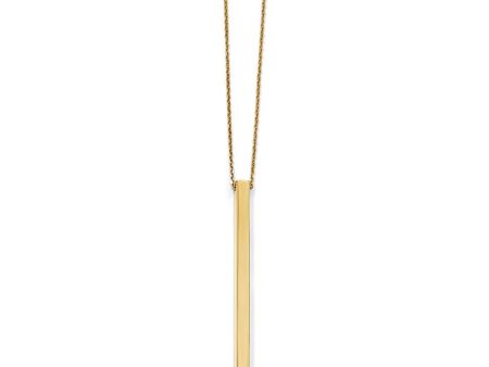 14k Yellow Gold Polished 3mm Vertical Bar Necklace, 16-18 Inch Online Sale