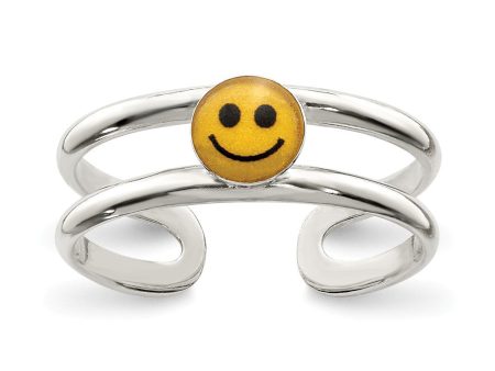 Yellow & Black Enameled Smiley Face Toe Ring in Sterling Silver Online now