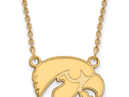 14k Gold Plated Silver U of Iowa Small Hawkeye Pendant Necklace Online Hot Sale