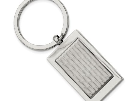 Polished and Textured Rectangular Stainless Steel Key Chain Discount