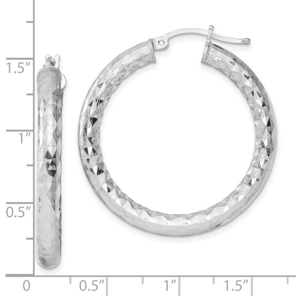 4mm, Polished Diamond Cut, LG Sterling Silver Hoops, 35mm (1 3 8 Inch) For Cheap