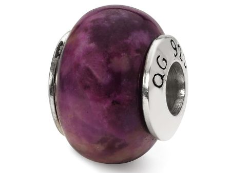 11mm Purple Magnesite Stone & Sterling Silver Bead Charm, 13mm For Sale