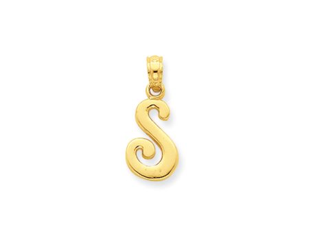 14k Yellow Gold, Mimi Collection, Small Script Initial S Pendant For Cheap