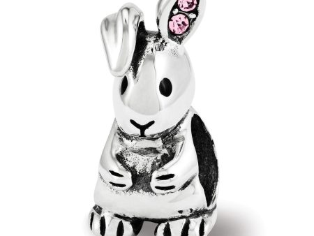 Bunny Bead Charm in Antiqued Sterling Silver with Pink Crystals Online