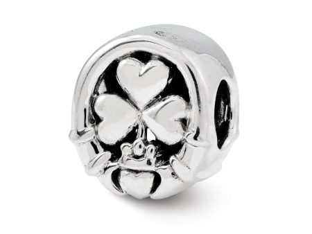 Claddagh Clover Bead Charm in Antiqued Sterling Silver Sale