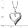 1 5 Cttw Black & White Diamond 17mm Heart Necklace in Sterling Silver Online Hot Sale