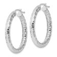 4mm, Polished Diamond Cut, LG Sterling Silver Hoops, 35mm (1 3 8 Inch) For Cheap