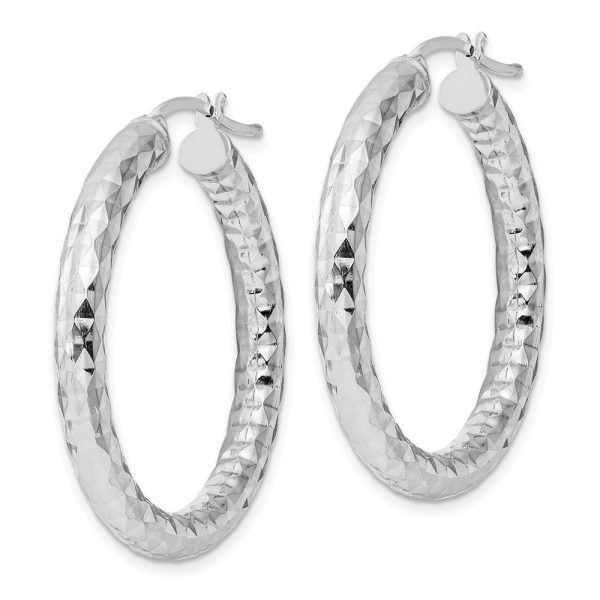 4mm, Polished Diamond Cut, LG Sterling Silver Hoops, 35mm (1 3 8 Inch) For Cheap