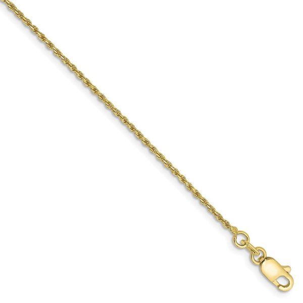 1.2mm 10k Yellow Gold Diamond Cut Solid Rope Chain Bracelet Discount