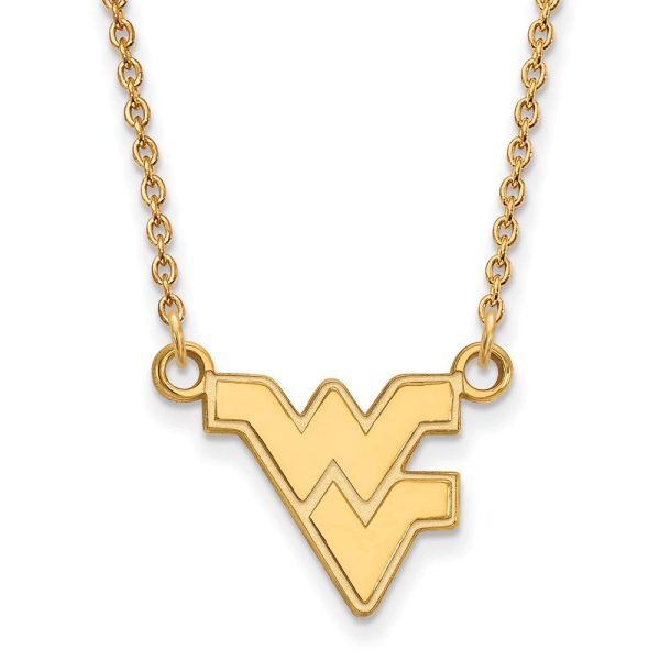 14k Gold Plated Silver West Virginia U Small Pendant Necklace Hot on Sale